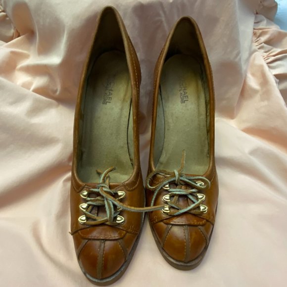 EUC Vintage Michael Kors Winter Warrior Leather Stacked Heels-8 1/2 - Picture 1 of 16